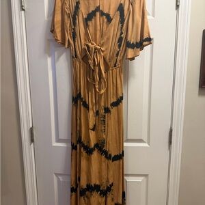 Bohemian Tan and Black Maxi Dress